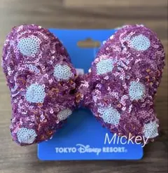 【新品】ディズニー　ヘアゴム ミニー リボン スパンコール ピンク