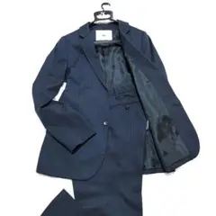 《美品》MAR メーア　シルク混紡37%　スーツ　ネイビー　ストライプ　L
