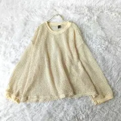 メッシュ編み長袖トップスカットソーXL大きいサイズ重ね着アイテム