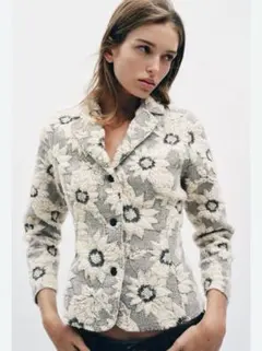 ZARA ザラ フローラルテクスチャードブレザー花柄 ジャケット フラワー