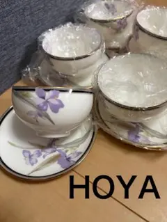 HOYA ホヤ　花柄 茶菓揃え　湯呑み　皿　カップ　ソーサー