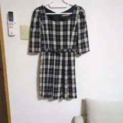 dazzlin チェック柄 七分袖ワンピース