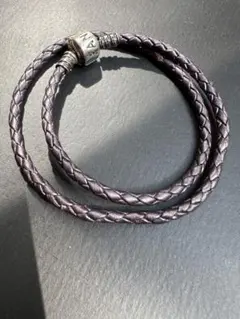 PANDORA ブレスレット　レザー　シルバー