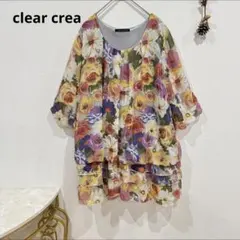 clear crea ブラウス　トップス　花柄チュニックブラウス フリル