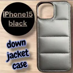 iPhone15 ケース ブラック ダウン風 韓国 おしゃれ 耐衝撃 男女兼用のサムネイル