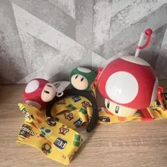 【セット】スーパーキノコ　ドリンクボトル　カチューシャ　 キノピオ