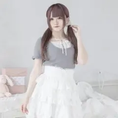 Pal elfy パルエルフィー ドーリーリボントップス グレー