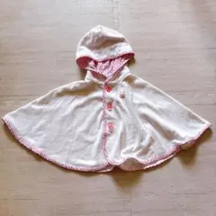 即購入⭕️ MIKIHOUSE フード付きホワイトポンチョ 70-90サイズ