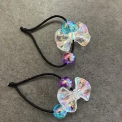 リボン型透明ヘアゴム2個セット