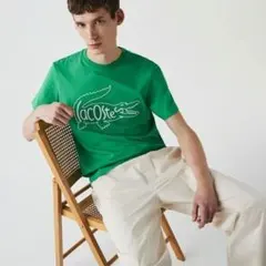 Y8454【ラコステ】ワニロゴ刺繍Tシャツ 半袖 爽やか カジュアル 緑 M 