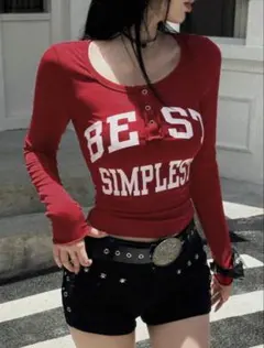Shein dazy 長袖 カットソー 赤 グランジ y2k ギャル