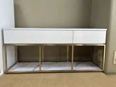 【美品】フランフラン　レーヌテレビボード　TV台　大理石調　ゴールドフレーム