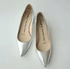 FABIO RUSCONI ファビオルスコーニ　ポインテッド シルバー パンプス