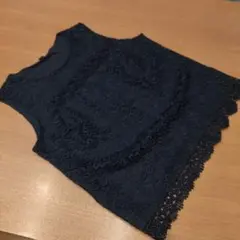 UNIQLO ネイビー ノースリーブ レーストップス Lサイズ