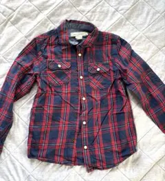 H&M 赤青チェック 長袖シャツ 128cm
