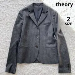 良品　セオリー　秋冬ウール90ストライプ柄スリムテーラードジャケットスーツ　M