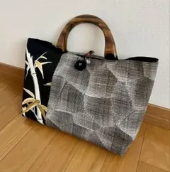 和装バック着物バック琉球紅型・琉球柄・葵の柄（白）入学卒業結婚