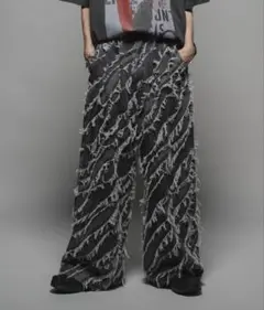 casper john　フリンジデニム グレー Lサイズ