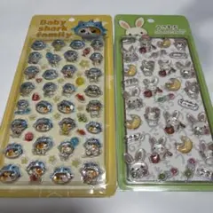 【ぷくぷくシール】ベイビーシャークファミリー シール ２点セット