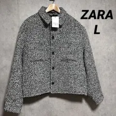 ZARA ザラ ポケット付きテクスチャードシャツジャケット L