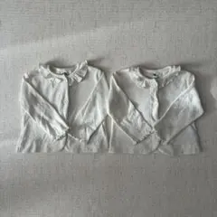 アイボリー フリル付きカーディガン 80サイズ 2枚セット 双子