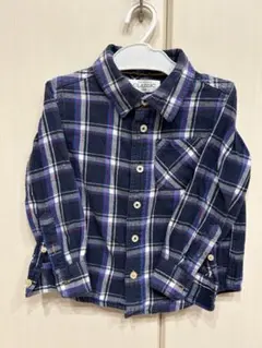 西松屋　青チェックシャツ　110