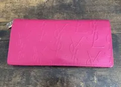 イヴ・サンローラン　ビンテージ　エンボスYSL 長財布　ピンク