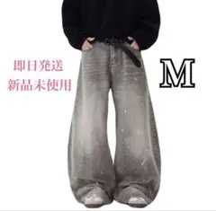 グレー ワイドレッグデニムパンツ Mサイズ