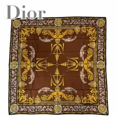 Christian Dior 大判シルクスカーフ 鳥柄 ヴィンテージ ブラウン