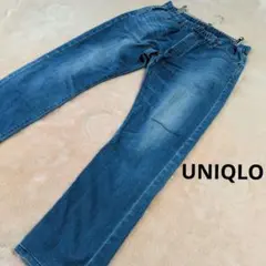 UNIQLO ブルー デニムパンツ　ジーンズ　ウエスト総ゴム　ストレッチあり