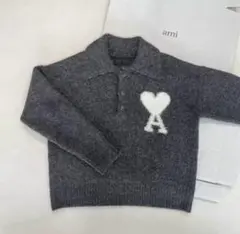 ami parisグレー ウールポロシャツ AMI PARIS