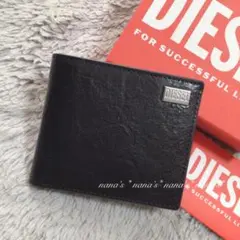 【新品】DIESEL ディーゼル 二つ折り財布 黒 レザー 皮革 X09653