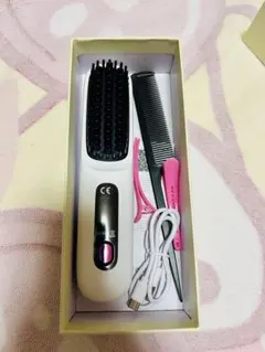 コードレス ストレートヒートブラシ USB充電式 ヘアアイロン