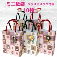 ミニ紙袋 ハンドメイド クリスマス ラッピング 10枚 タグ付き