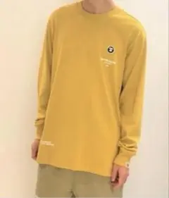 美品 希少 A BATHING APE ワッペン ロンT カラシ XL