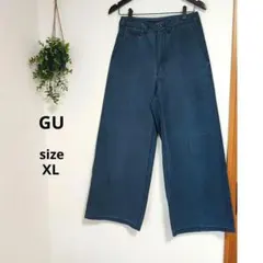 GU ジーユー ワイドパンツ ネイビー XL チノパンツ ゆったり