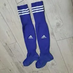 adidas サッカーソックス 青 ストライプ22～24