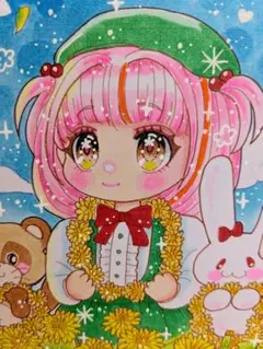 オリジナル手描きイラスト原画「タンポポ」