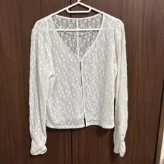 GU ジーユー シアーカーディガン レース 長袖 白　L