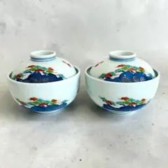 【 有田焼 龍峰窯 金彩染錦 蓋付き多用丼 ２客 美品 】のサムネイル