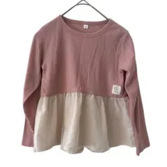 長袖カットソー ピンク ウエスト切替