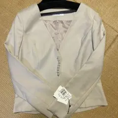 【フェンネル ヤマダヤ】未使用 洗える パール ノーカラー ジャケット ベージュ