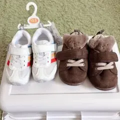 【新品未使用タグ付き&極美品2足セット】スニーカーとクマ付き靴　13センチ