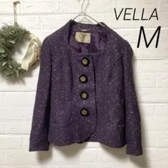 希少 VELLA テーラードジャケット 上品 パープル フォーマル 紫 ゴールド