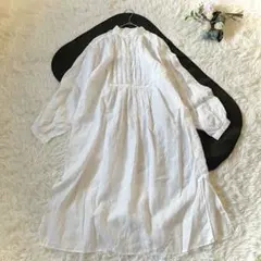 美品✨アーバンリサーチドアーズ　siiwaハイカウントリネンタックワンピース