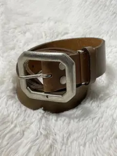 本革 レザーベルト ブラウン　メンズ ヴィンテージ風 シルバーバックル