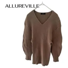 ALLUREVILLEVネック長袖リブトップスシンプルビジネスデートのサムネイル