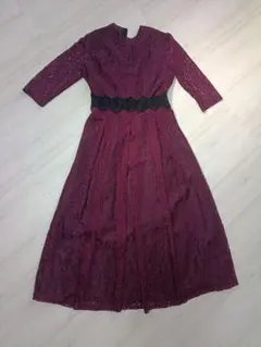 lACE LADIES 花柄総レースロング丈フレアワンピース・ドレス
