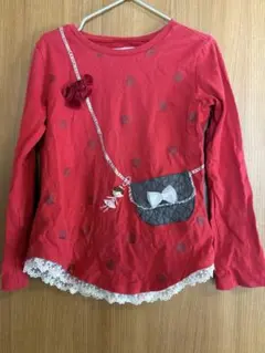 MIKI HOUSE リーナちゃん 長袖カットソー 130 レッド ポシェット風