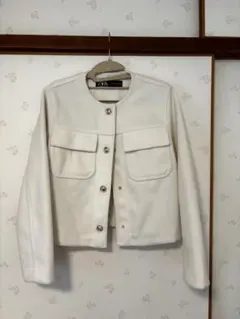 ZARA ノーカラー　ジャケット　アウター